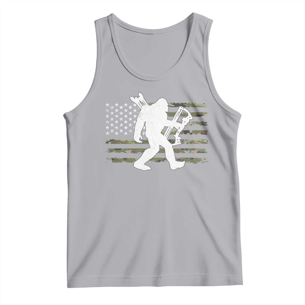Bow Hunting Archer Bigfoot Tank Top Sasquatch Camo US Flag Hunter Dad