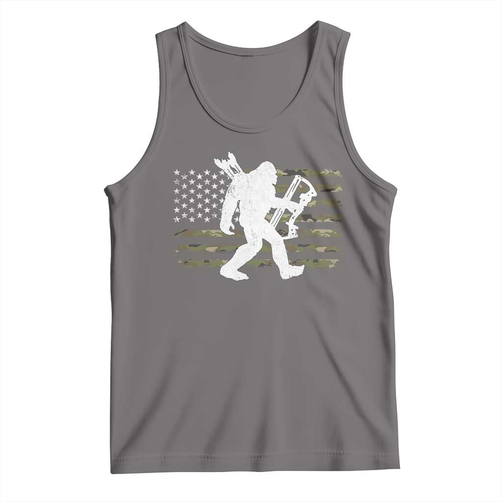 Bow Hunting Archer Bigfoot Tank Top Sasquatch Camo US Flag Hunter Dad