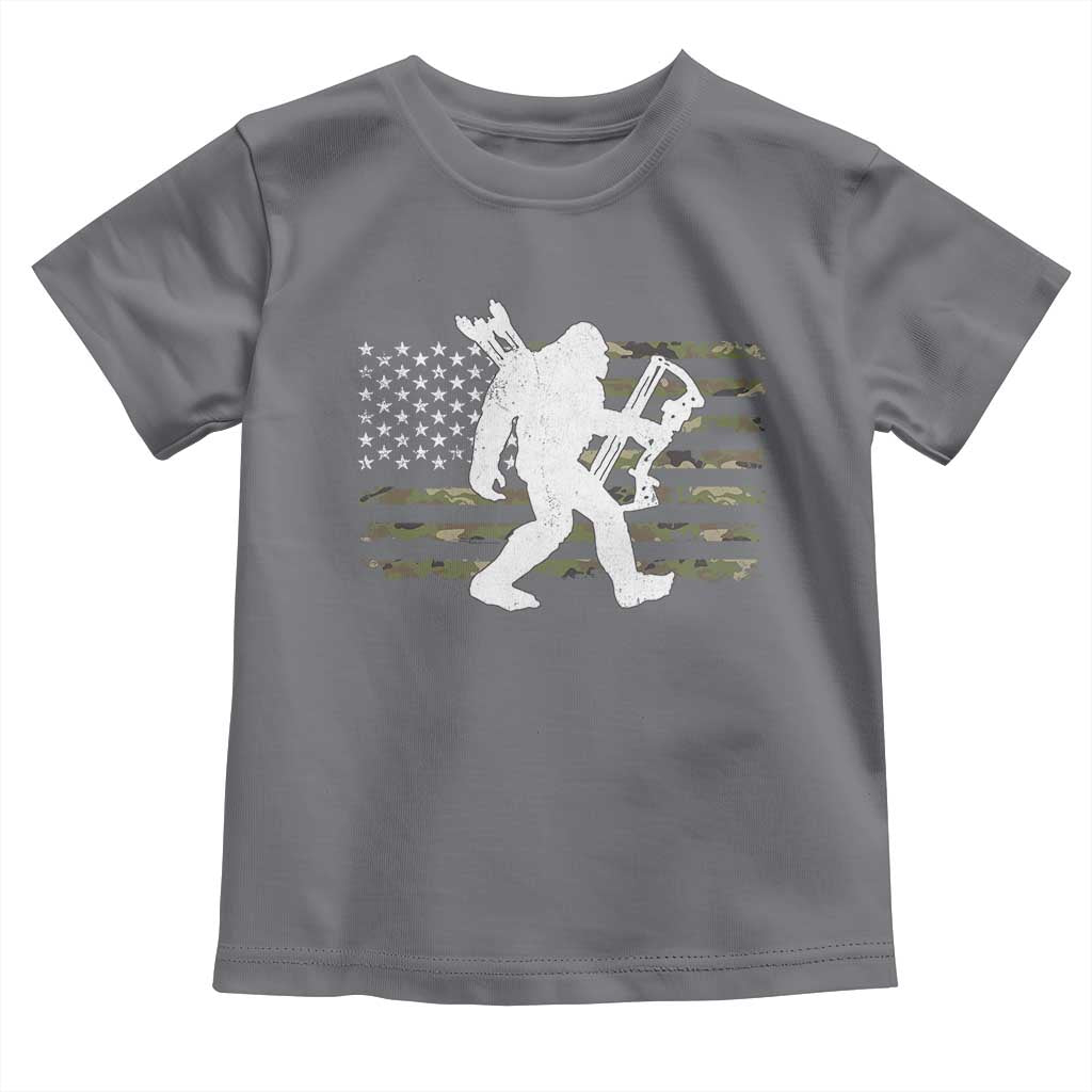 Bow Hunting Archer Bigfoot Toddler T Shirt Sasquatch Camo US Flag Hunter Dad