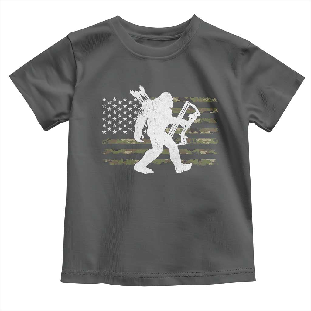 Bow Hunting Archer Bigfoot Toddler T Shirt Sasquatch Camo US Flag Hunter Dad