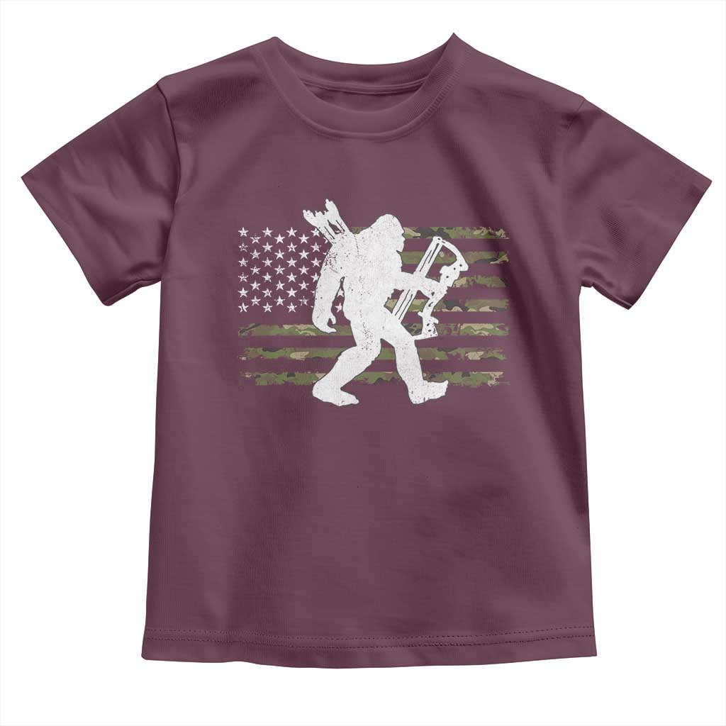 Bow Hunting Archer Bigfoot Toddler T Shirt Sasquatch Camo US Flag Hunter Dad