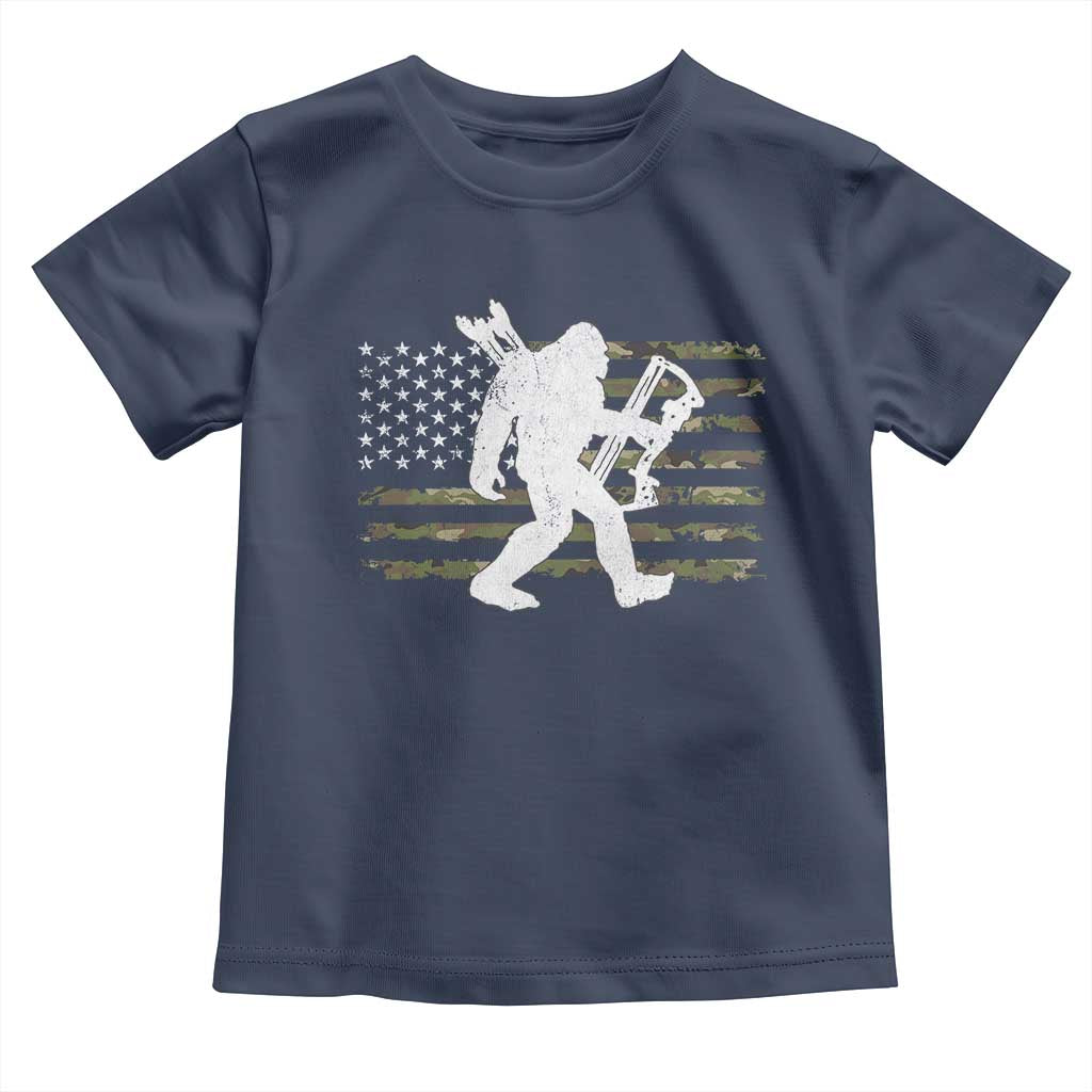 Bow Hunting Archer Bigfoot Toddler T Shirt Sasquatch Camo US Flag Hunter Dad