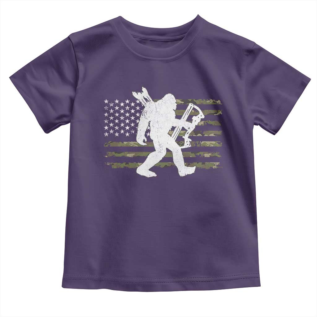 Bow Hunting Archer Bigfoot Toddler T Shirt Sasquatch Camo US Flag Hunter Dad