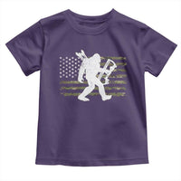 Bow Hunting Archer Bigfoot Toddler T Shirt Sasquatch Camo US Flag Hunter Dad