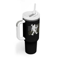 Bow Hunting Archer Bigfoot Tumbler With Handle Sasquatch Camo US Flag Hunter Dad