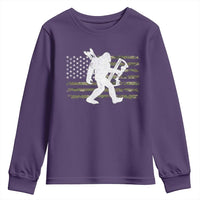 Bow Hunting Archer Bigfoot Youth Sweatshirt Sasquatch Camo US Flag Hunter Dad