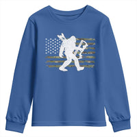 Bow Hunting Archer Bigfoot Youth Sweatshirt Sasquatch Camo US Flag Hunter Dad