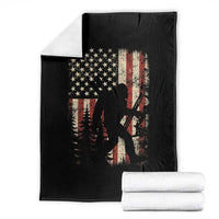 Bow Hunting Bigfoot America Flag Throw Blanket Patriotic Sasquatch With Archer Hunter Dad