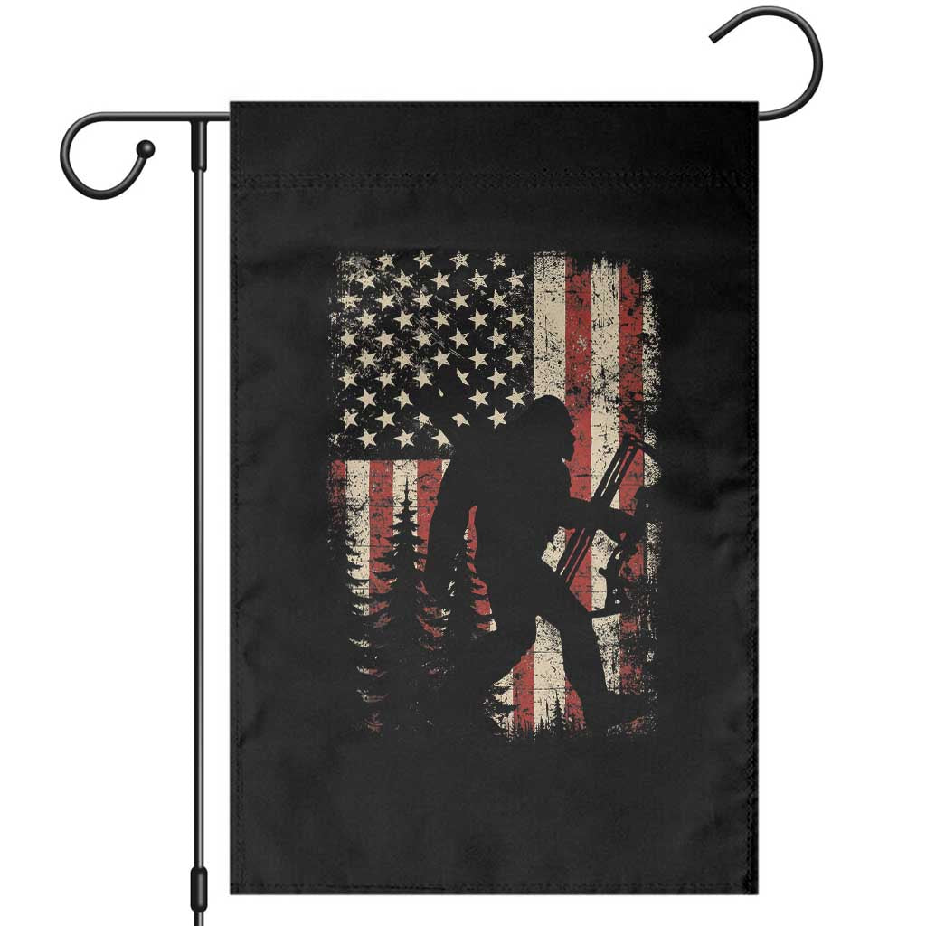 Bow Hunting Bigfoot America Flag Garden Flag Patriotic Sasquatch With Archer Hunter Dad