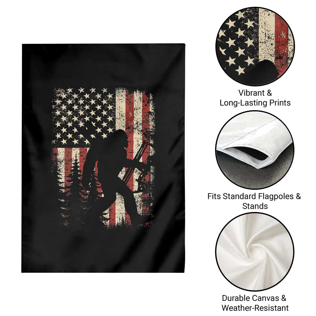 Bow Hunting Bigfoot America Flag Garden Flag Patriotic Sasquatch With Archer Hunter Dad