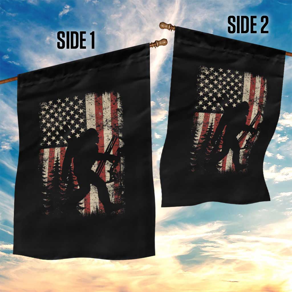 Bow Hunting Bigfoot America Flag Garden Flag Patriotic Sasquatch With Archer Hunter Dad