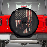 Bow Hunting Bigfoot America Flag Spare Tire Cover Patriotic Sasquatch With Archer Hunter Dad