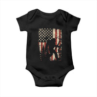 Bow Hunting Bigfoot America Flag Baby Onesie Patriotic Sasquatch With Archer Hunter Dad