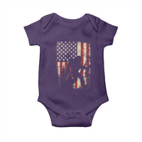 Bow Hunting Bigfoot America Flag Baby Onesie Patriotic Sasquatch With Archer Hunter Dad