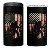 Bow Hunting Bigfoot America Flag 4 in 1 Can Cooler Tumbler Patriotic Sasquatch With Archer Hunter Dad