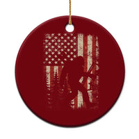 Bow Hunting Bigfoot America Flag Ceramic Ornament Patriotic Sasquatch With Archer Hunter Dad