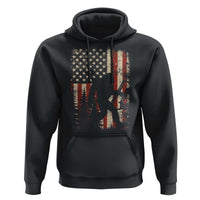 Bow Hunting Bigfoot America Flag Hoodie Patriotic Sasquatch With Archer Hunter Dad