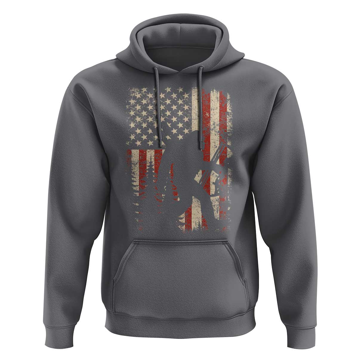 Bow Hunting Bigfoot America Flag Hoodie Patriotic Sasquatch With Archer Hunter Dad