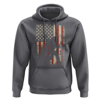 Bow Hunting Bigfoot America Flag Hoodie Patriotic Sasquatch With Archer Hunter Dad