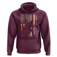 Bow Hunting Bigfoot America Flag Hoodie Patriotic Sasquatch With Archer Hunter Dad