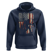 Bow Hunting Bigfoot America Flag Hoodie Patriotic Sasquatch With Archer Hunter Dad