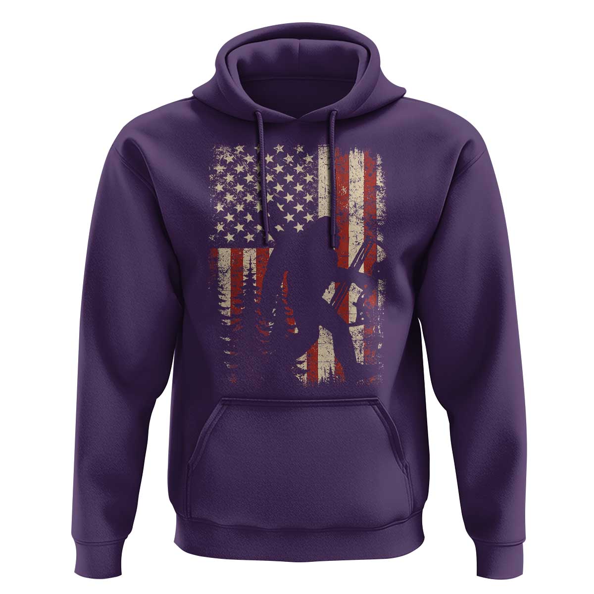 Bow Hunting Bigfoot America Flag Hoodie Patriotic Sasquatch With Archer Hunter Dad