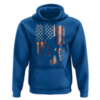 Bow Hunting Bigfoot America Flag Hoodie Patriotic Sasquatch With Archer Hunter Dad