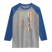 Bow Hunting Bigfoot America Flag Raglan Shirt Patriotic Sasquatch With Archer Hunter Dad