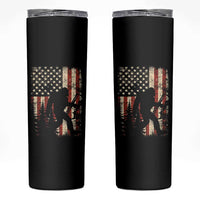 Bow Hunting Bigfoot America Flag Skinny Tumbler Patriotic Sasquatch With Archer Hunter Dad