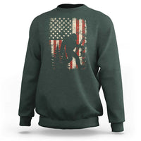 Bow Hunting Bigfoot America Flag Sweatshirt Patriotic Sasquatch With Archer Hunter Dad