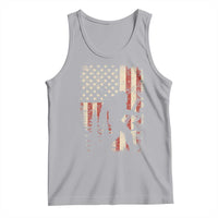 Bow Hunting Bigfoot America Flag Tank Top Patriotic Sasquatch With Archer Hunter Dad