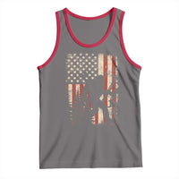 Bow Hunting Bigfoot America Flag Tank Top Patriotic Sasquatch With Archer Hunter Dad