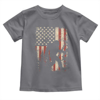 Bow Hunting Bigfoot America Flag Toddler T Shirt Patriotic Sasquatch With Archer Hunter Dad