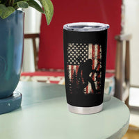 Bow Hunting Bigfoot America Flag Tumbler Cup Patriotic Sasquatch With Archer Hunter Dad