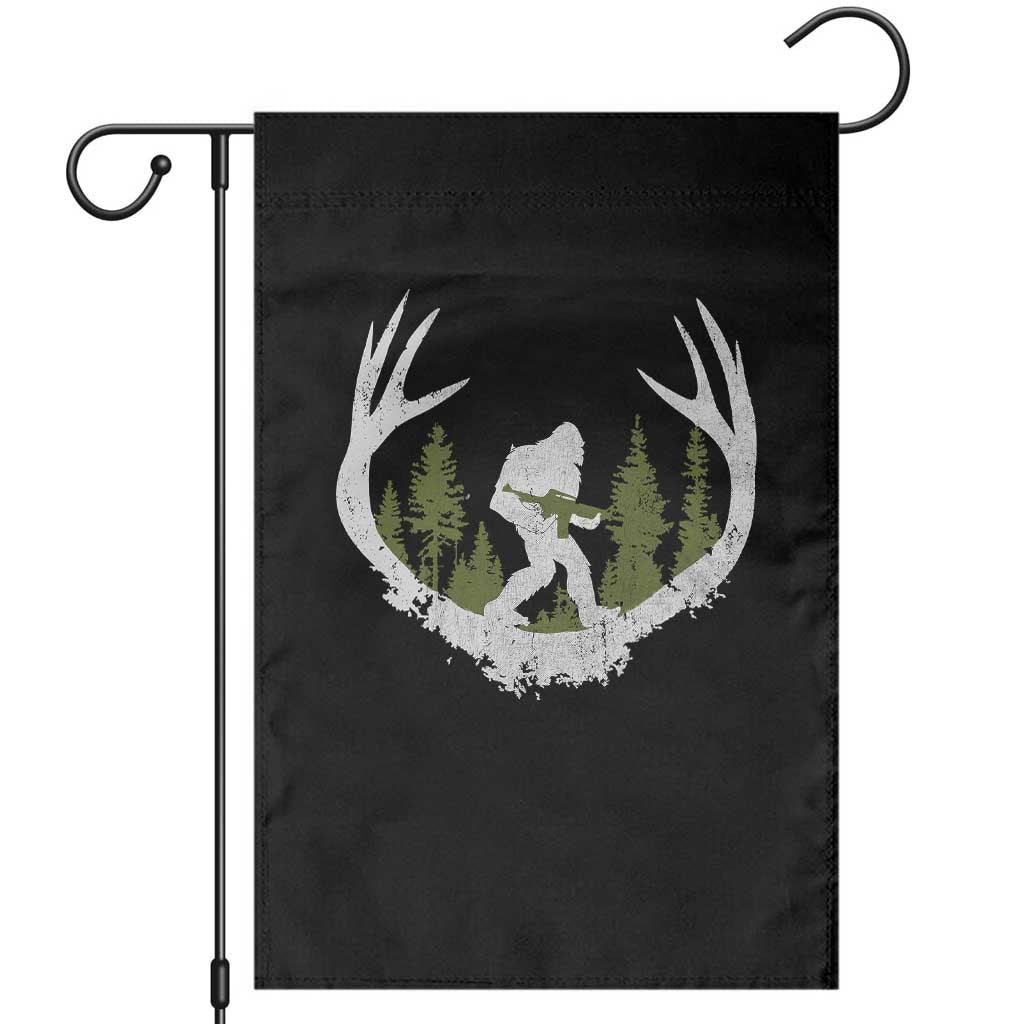 Bigfoot Gun Owner Garden Flag Retro Deer Hunting Sasquatch Hunter Dad