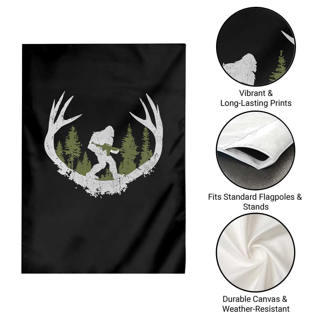Bigfoot Gun Owner Garden Flag Retro Deer Hunting Sasquatch Hunter Dad