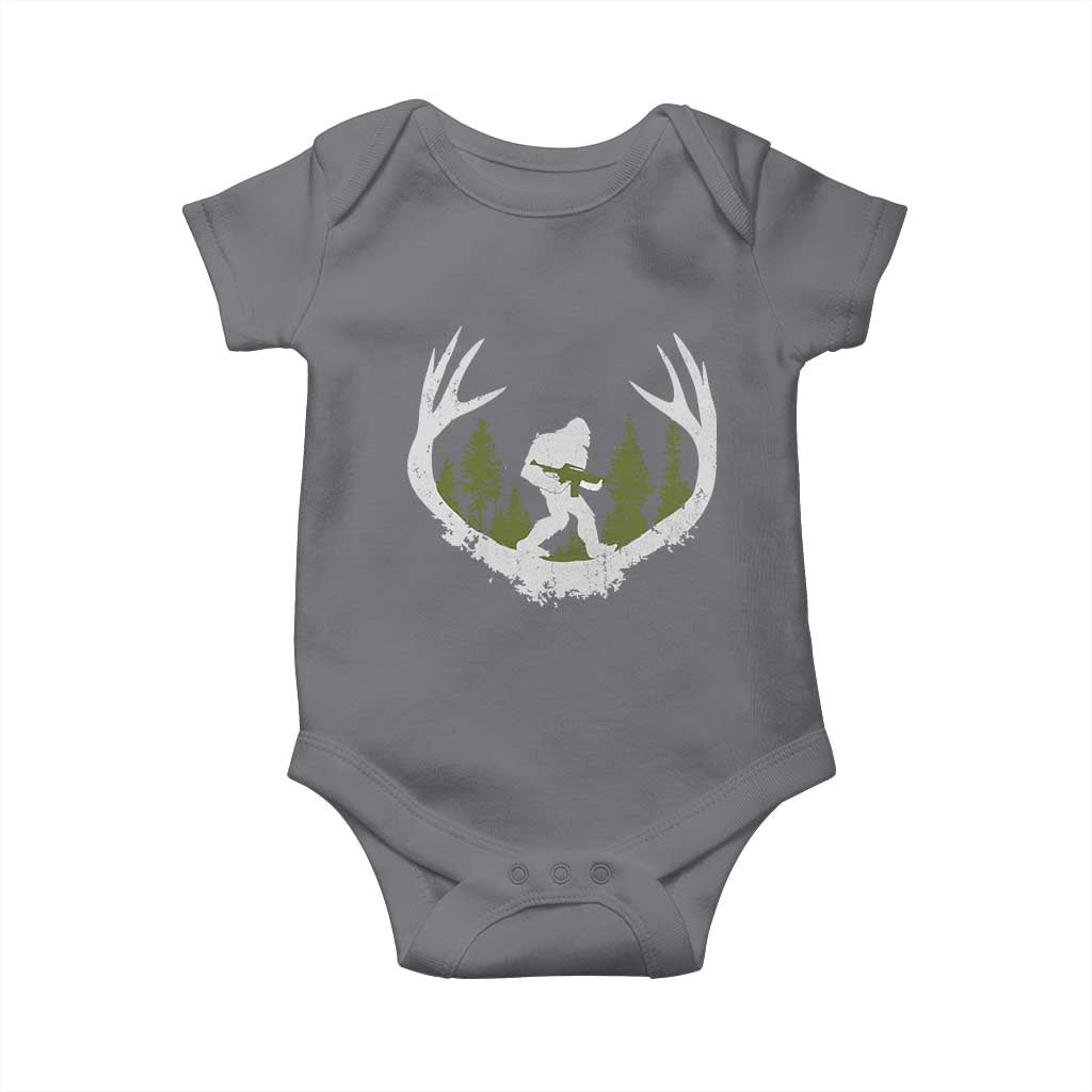 Bigfoot Gun Owner Baby Onesie Retro Deer Hunting Sasquatch Hunter Dad