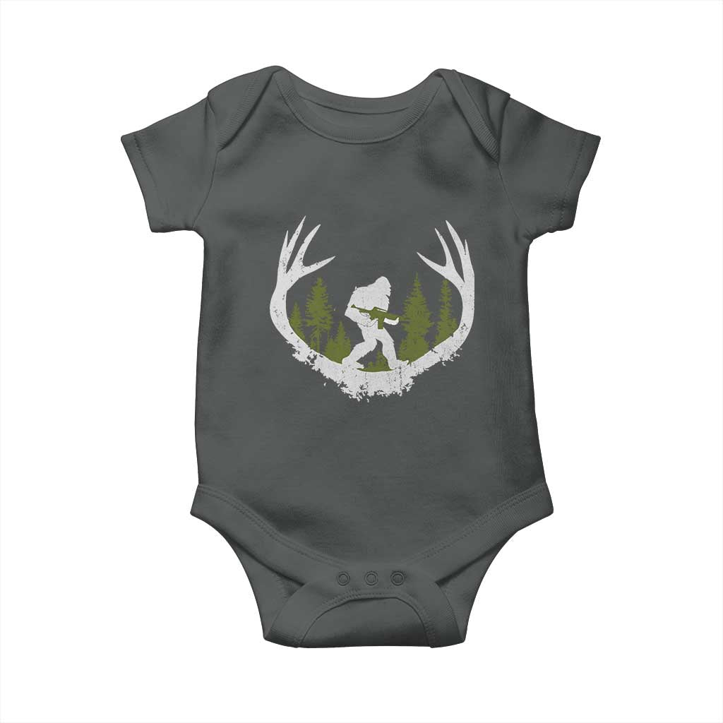 Bigfoot Gun Owner Baby Onesie Retro Deer Hunting Sasquatch Hunter Dad