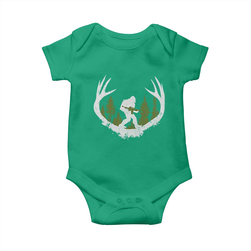 Bigfoot Gun Owner Baby Onesie Retro Deer Hunting Sasquatch Hunter Dad