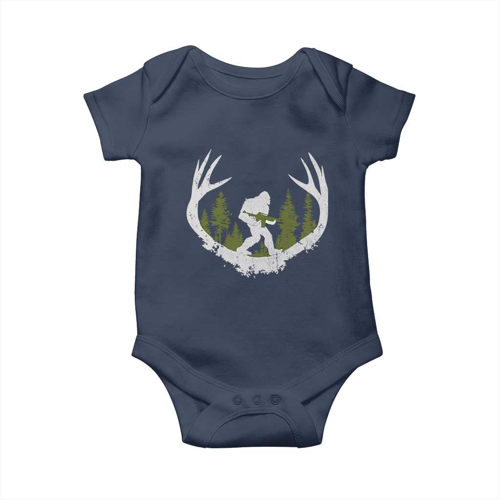 Bigfoot Gun Owner Baby Onesie Retro Deer Hunting Sasquatch Hunter Dad
