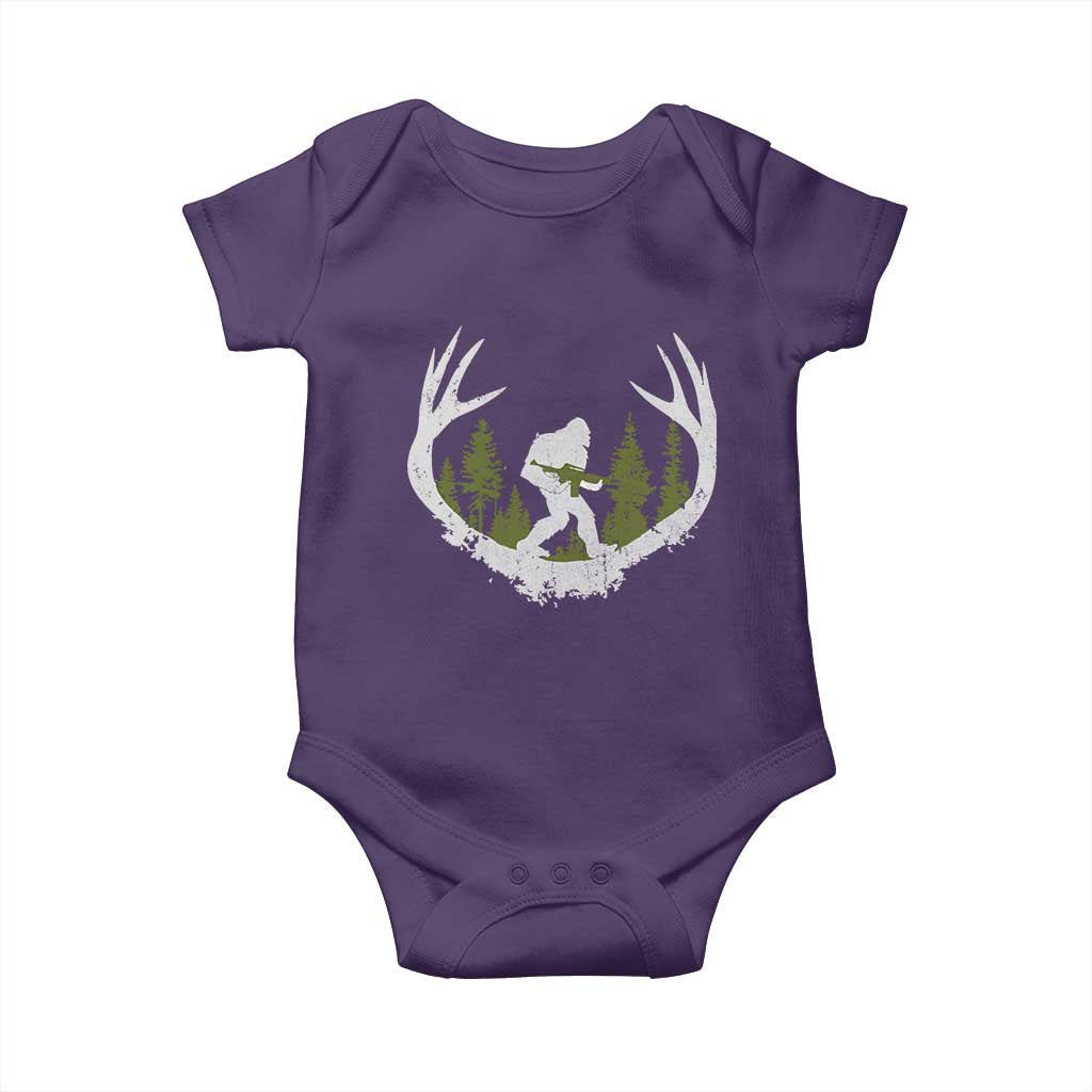 Bigfoot Gun Owner Baby Onesie Retro Deer Hunting Sasquatch Hunter Dad