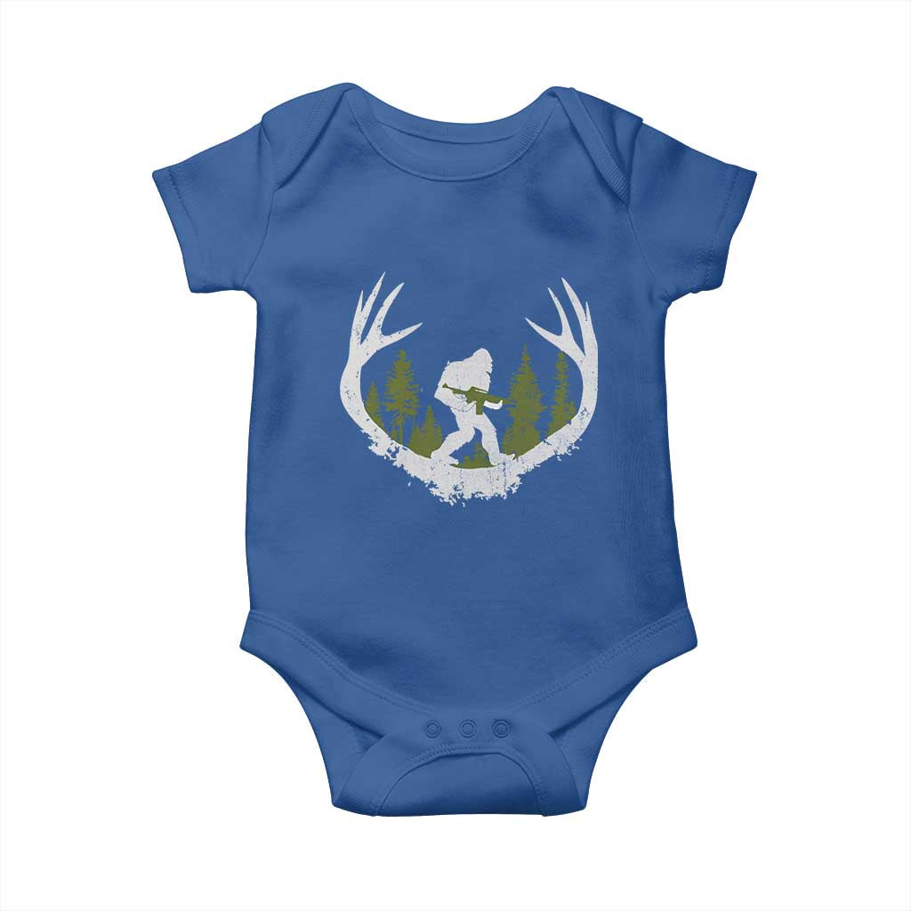 Bigfoot Gun Owner Baby Onesie Retro Deer Hunting Sasquatch Hunter Dad