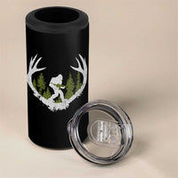 Bigfoot Gun Owner 4 in 1 Can Cooler Tumbler Retro Deer Hunting Sasquatch Hunter Dad