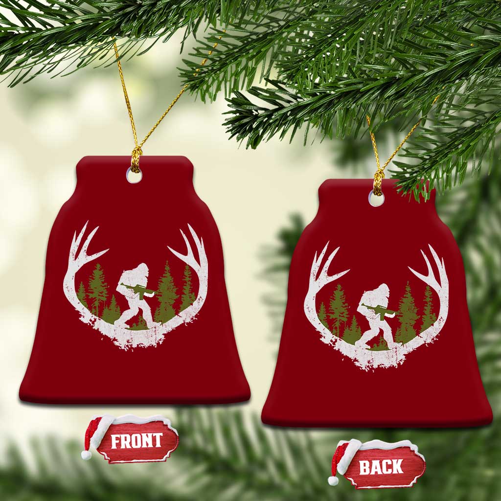 Bigfoot Gun Owner Ceramic Ornament Retro Deer Hunting Sasquatch Hunter Dad