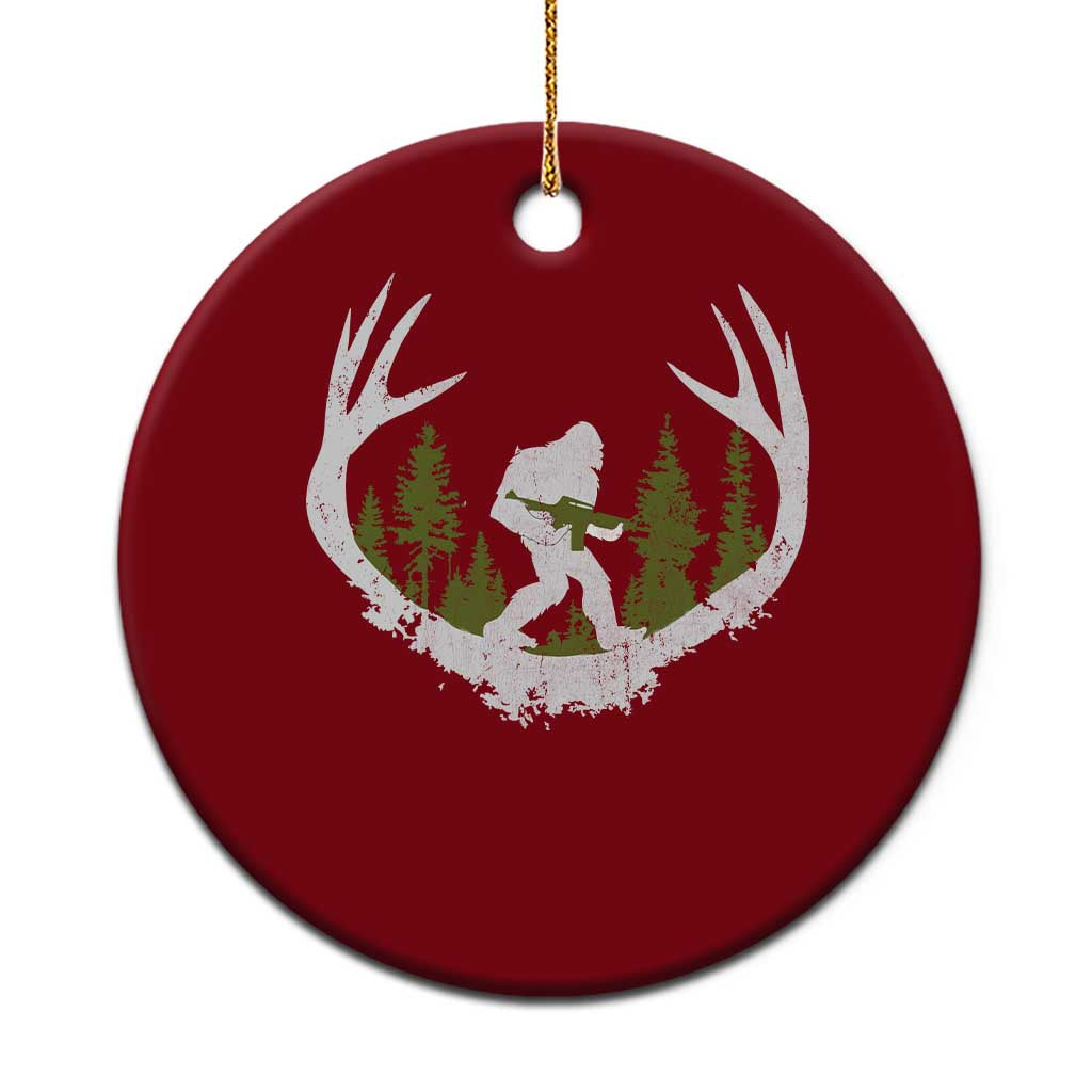 Bigfoot Gun Owner Ceramic Ornament Retro Deer Hunting Sasquatch Hunter Dad