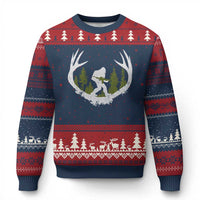 Bigfoot Gun Owner Ugly Christmas Sweater Retro Deer Hunting Sasquatch Hunter Dad