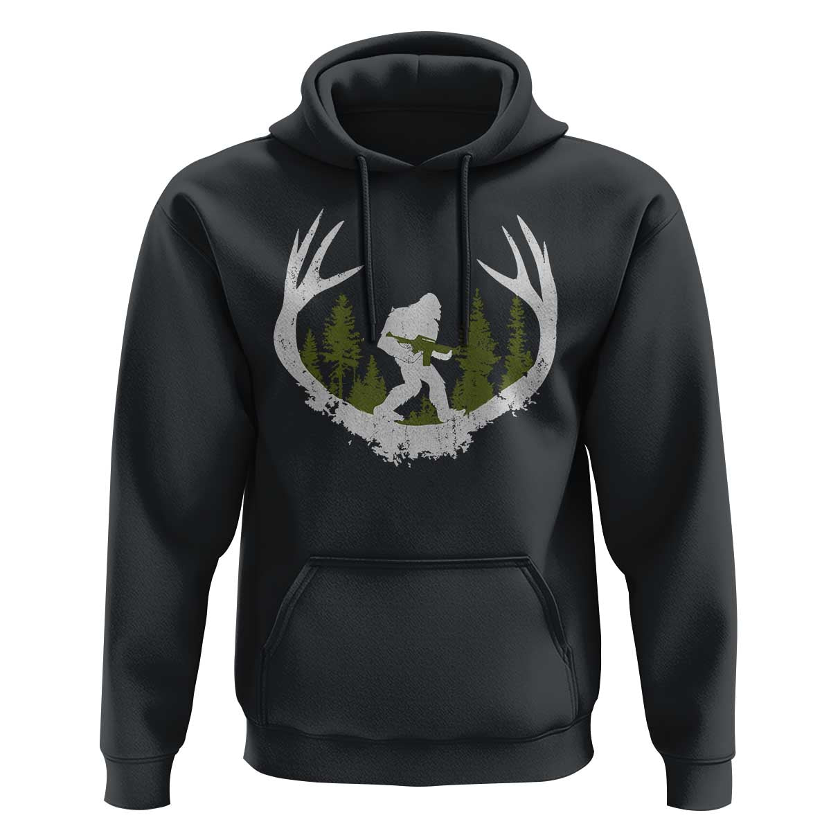 Bigfoot Gun Owner Hoodie Retro Deer Hunting Sasquatch Hunter Dad