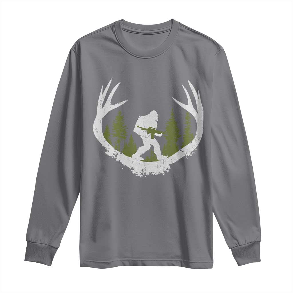 Bigfoot Gun Owner Long Sleeve Shirt Retro Deer Hunting Sasquatch Hunter Dad