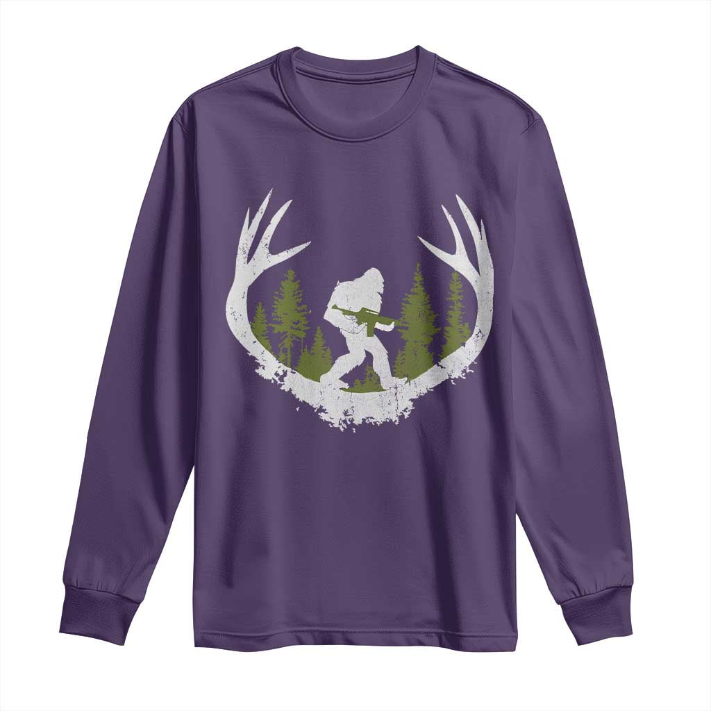 Bigfoot Gun Owner Long Sleeve Shirt Retro Deer Hunting Sasquatch Hunter Dad