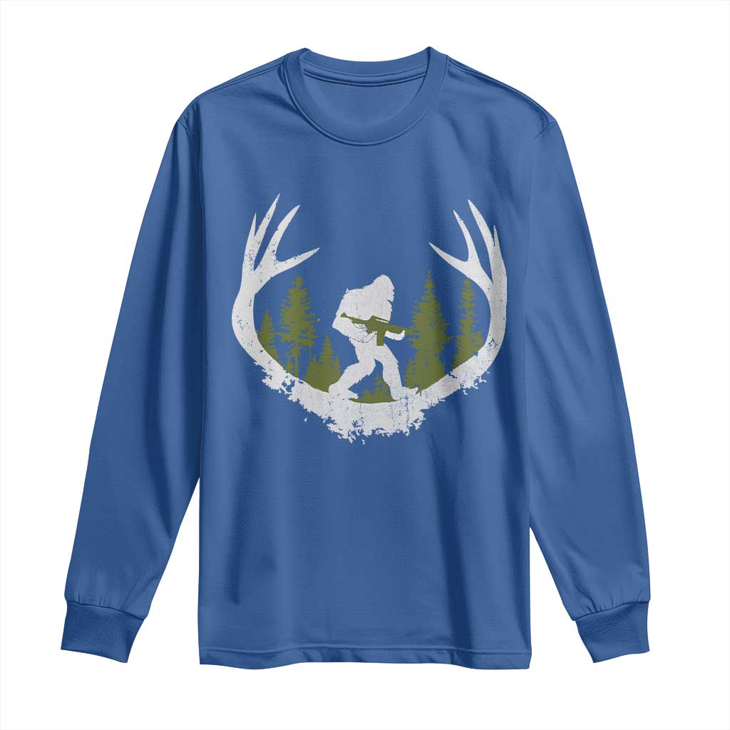 Bigfoot Gun Owner Long Sleeve Shirt Retro Deer Hunting Sasquatch Hunter Dad